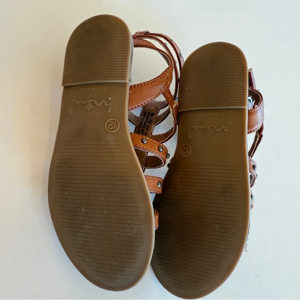 Nina Edie Gladiator Sandals Tan Studded | Girls Size 12